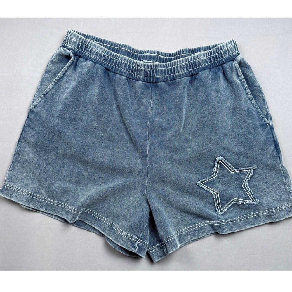Jane + Delancey Womens‎ Blue Star Sweat Shorts Casual Comfy Loungewear